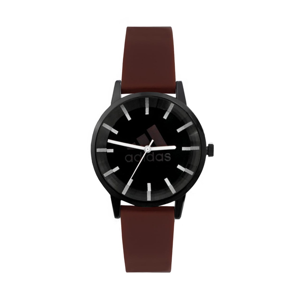 PA Jam Tangan Wanita / Pria Couple Polos Casual Bulat Fashion Analog Quartz Simple Strap Rubber RM020
