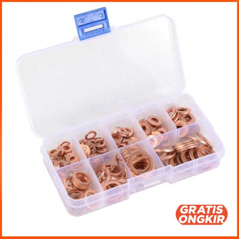 Ring Baut Gasket Bolt Nut Flat Ring Tembaga 200PCS ELC755