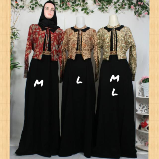 GAMIS batik BLEZER  black series busana muslimah syari busui kondangan walimah shabby ootd