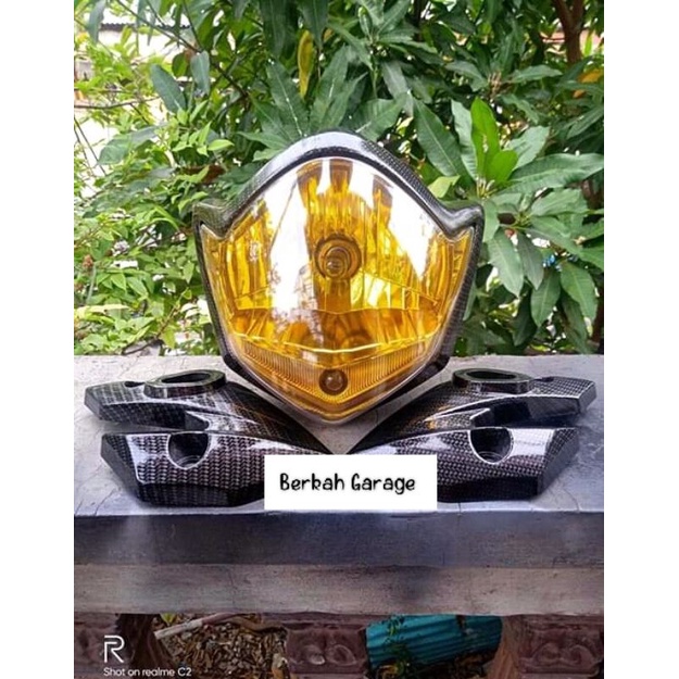 Reflektor Lampu Depan Vixion Old Karbon Plus Kupingan Karbon Kualitas Terbaik