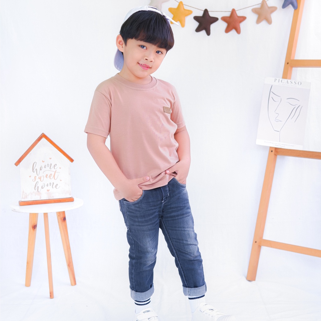 Kaos Polos Anak Laki Laki Perempuan Branded Premium Original | Mevla Kids - Kenzi Choco