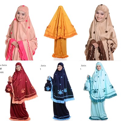 CANTIK  Mukena satin super VERENA SILKY - Mukena dewasa terbaru motif bunga timbul terlaris TJA