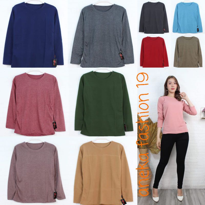atasan kaos lengan panjang wanita dewasa / kaos lengan panjang hijabers wanita / kaos lengan panjang