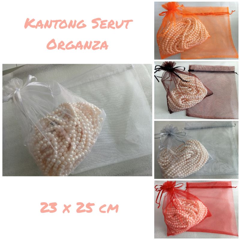 

Tas Kantong Serut Organza 23x25cm Pouch Kain Gift Wrap Cute Packaging Souvenir