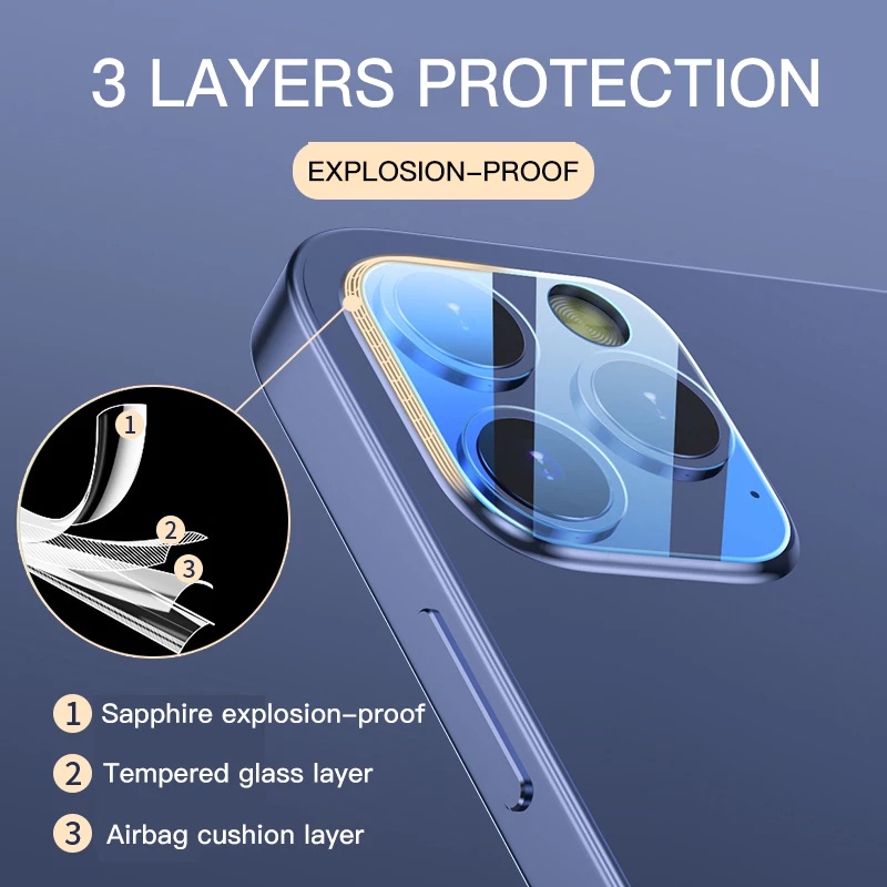 2pcs Tempered Glass Pelindung Lensa Kamera Untuk Iphone 11 12 13 Pro Max Mini 6 6s 7 8 Plus X Xs Max Xr Se 2020