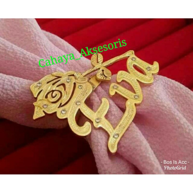 Bros Nama Gold motif Bunga Bros Hijab Aksesoris Hijab