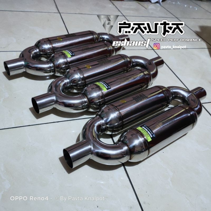 Resonator Dual Original Pavta Knalpot Fullsteinless Peredam Extra Suara Knalpot Racing Mobil