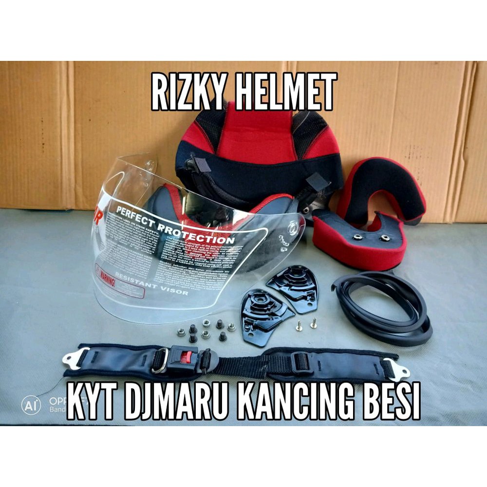 Busa helm kyt djmaru kaca helm kyt djmaru lis karet universal baut dan mur rachet tali helm plus pak