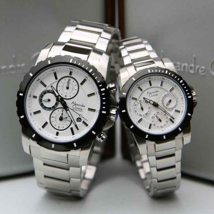 ORIGINAL Jam Tangan Couple Alexandre Christie Stainles AC 6141 / AC6141 / 6141 Garansi Resmi 1 Tahun