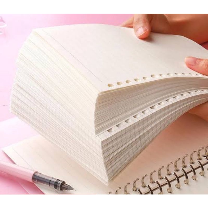 

A5 Kertas Binder Polos/Blank Loose Leaf 20 holes 80 gsm 50 lembar Putih & Biru