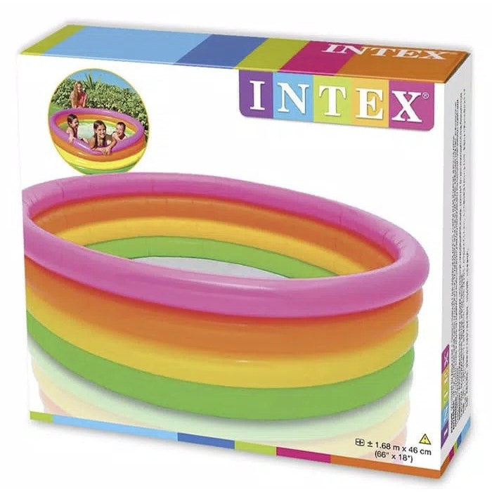 Kolam Renang Intex 4 Ring Rainbow 56441 / Kolam Main Anak Jumbo 168 cm