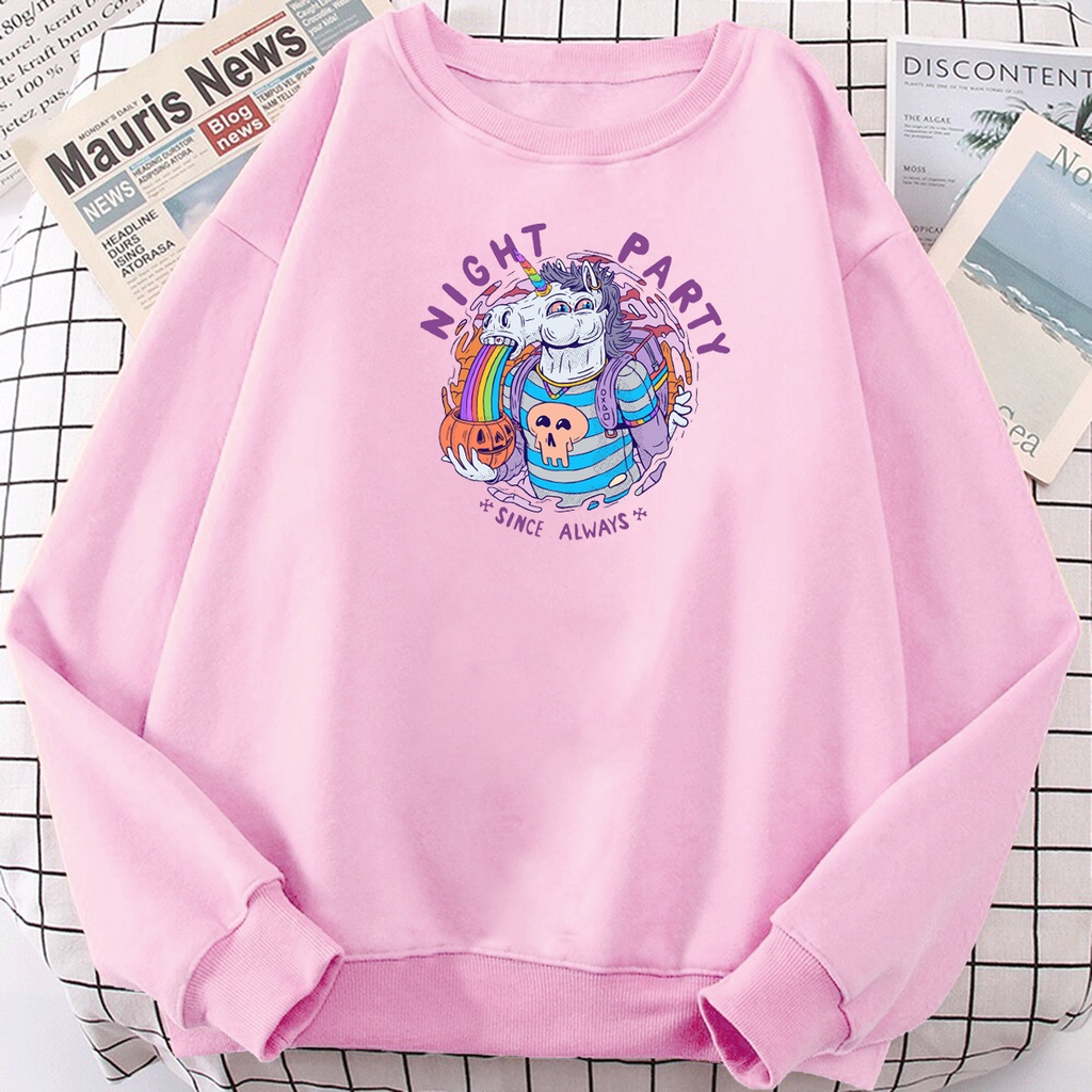 Sweater oblong oversize wanita NIGHT PARTY sweter crewneck cewek terbaru kekinian