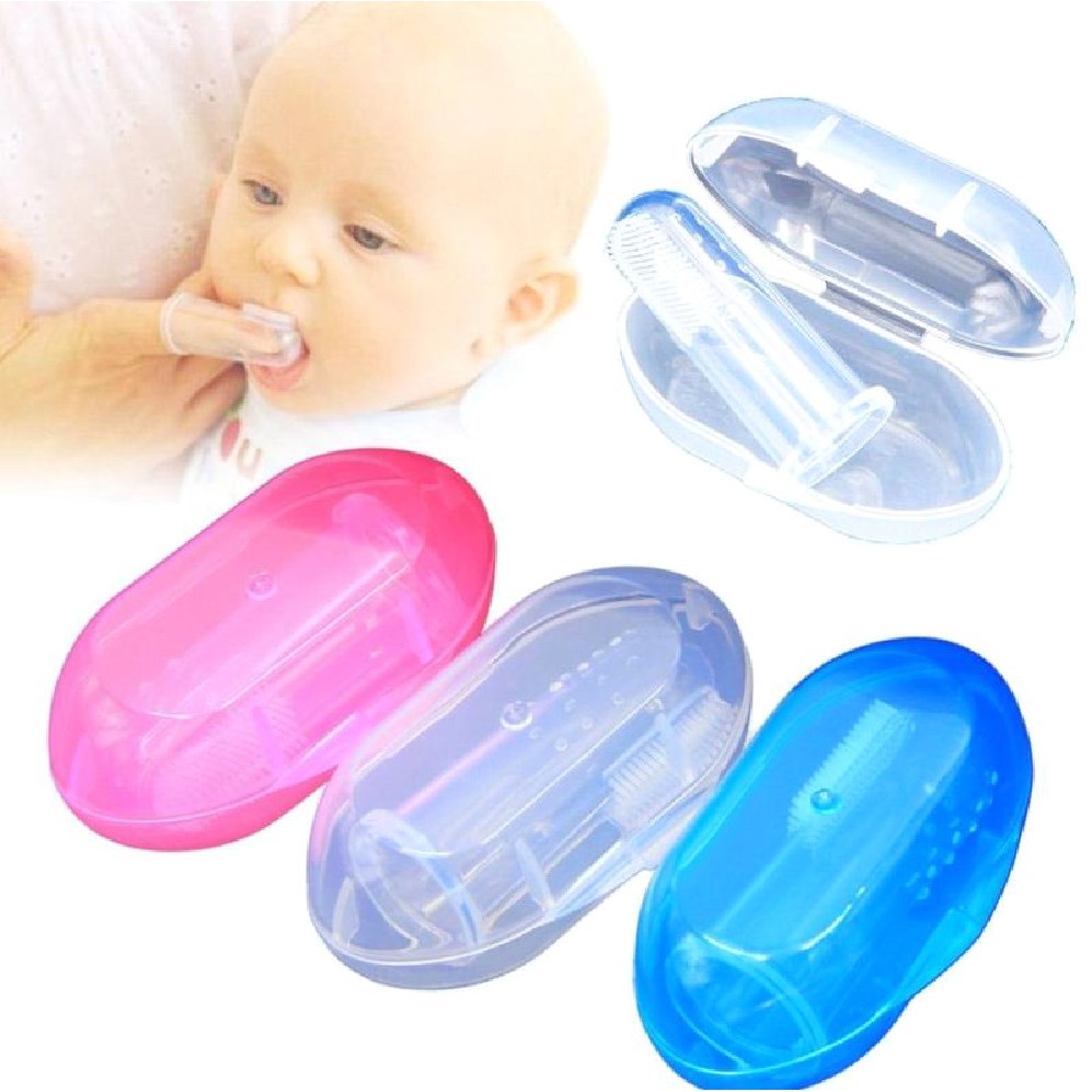 Sikat Gigi Jari Tangan Untuk Anak Bayi Baru Lahir Bahan Silikon Lembut