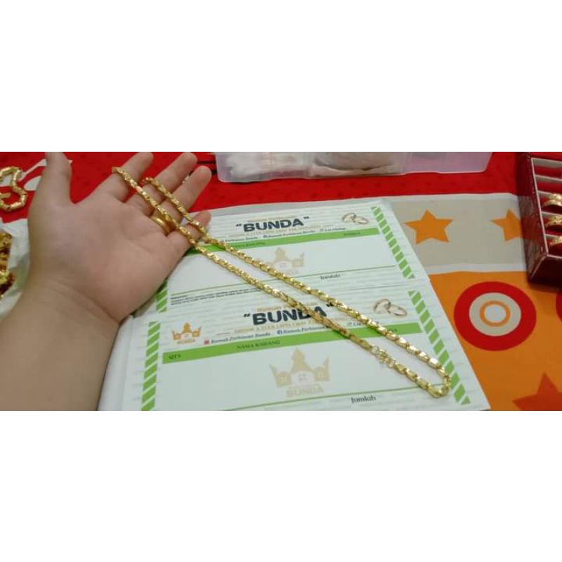 kalung padi 5suku replika lapis emas24k