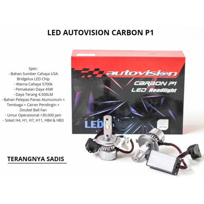 LED Autovision Carbon P1 HB3 / HB4 45 Watt 5700K