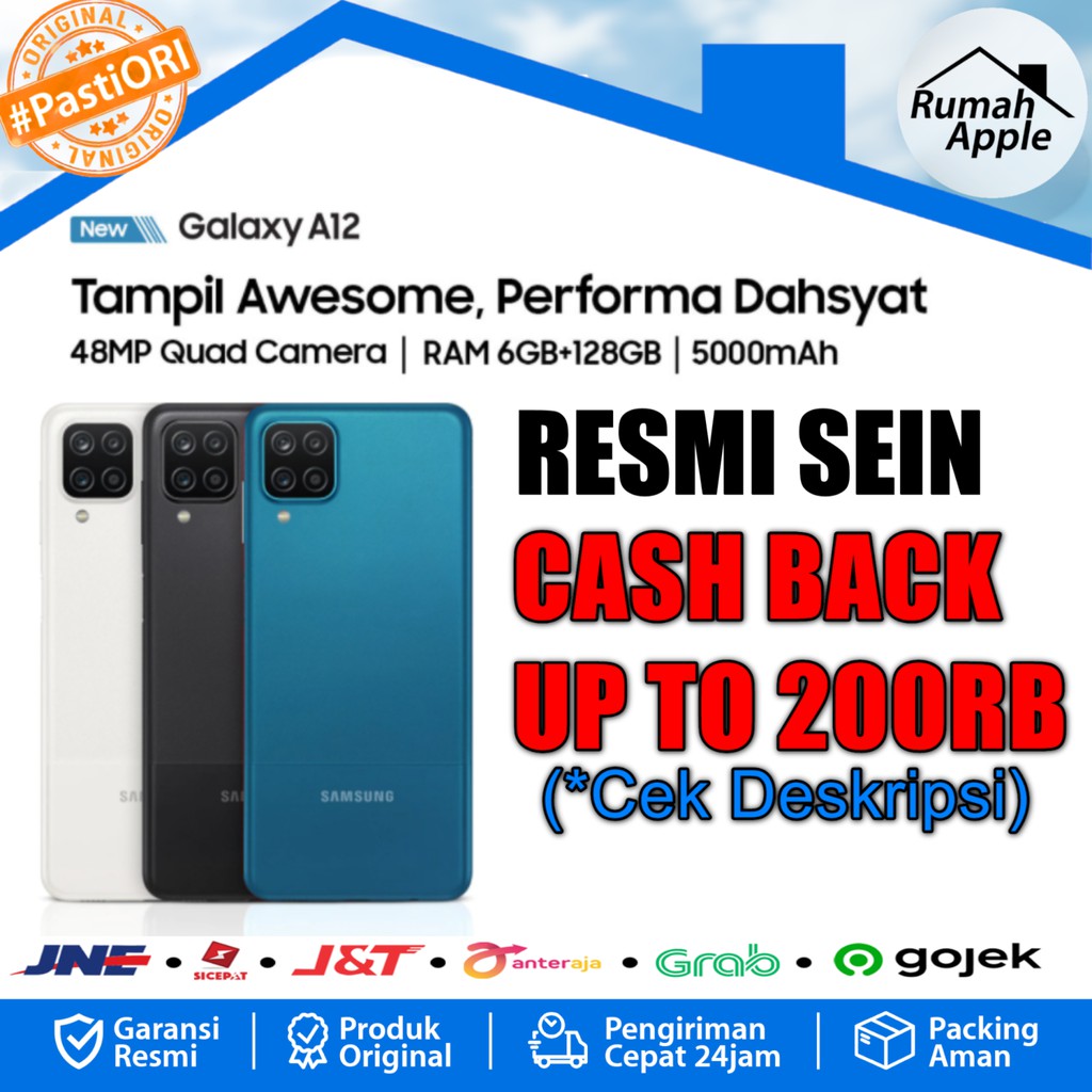 Samsung Galaxy A12 4GB / 128 GB | 6 GB / 128GB Black Blue White Garansi