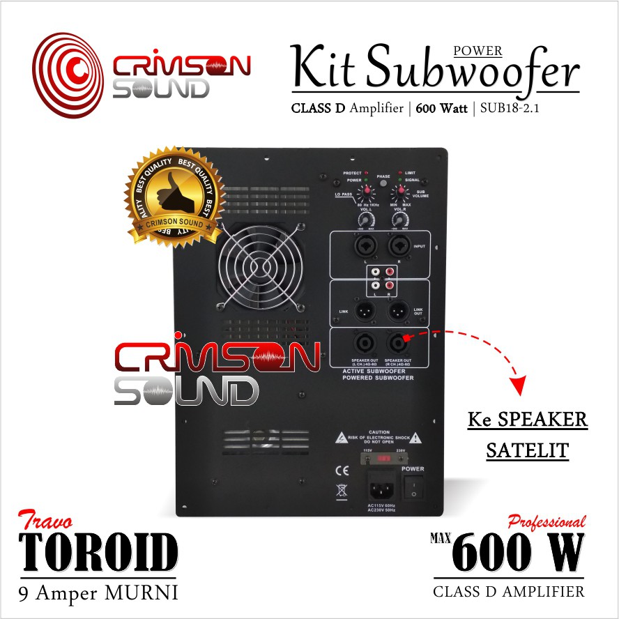 POWER KIT SUBWOOFER Aktif 600 Watt CLASS D Sub18-2.1