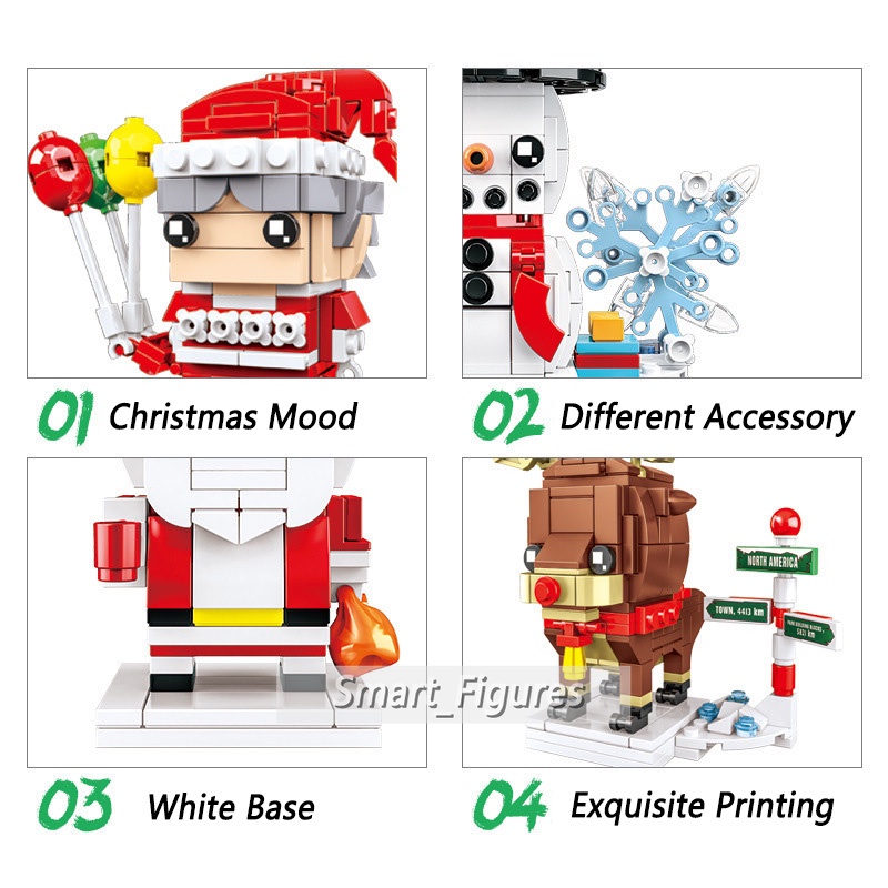 Mainan Puzzle Rakitan Balok Bangunan Partikel Kecil Desain Santa Claus Snowman Elk Untuk Anak