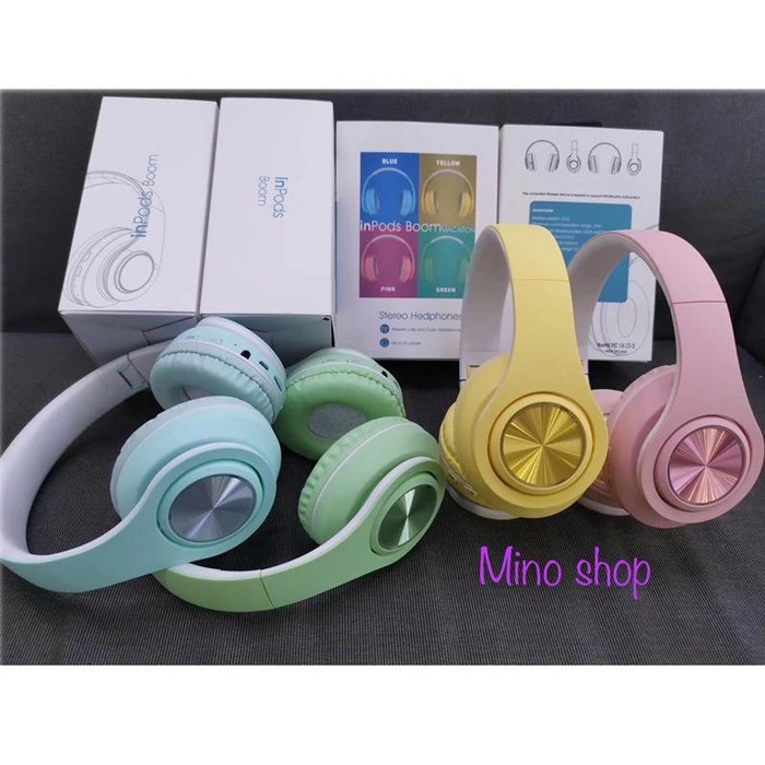 HEADSET BANDO BLUETOOTH INPODS IBOOM MACARON B39 LED BISA SLOT MEMORY