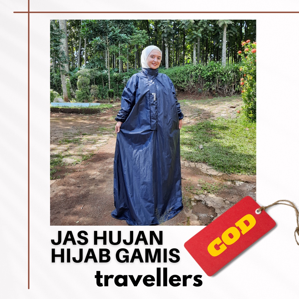 Travellers / Jas Hujan / Jas Hujan Wanita / Jas Hujan Wanita Gamis Syari Jumbo / Raincoat Mantel Mantol Jas Ujan Motor Dewasa Jumbo Big Size Setelan Rok Celana Terusan Muslimah Korea Pria Wanita PVC Tebal Murah