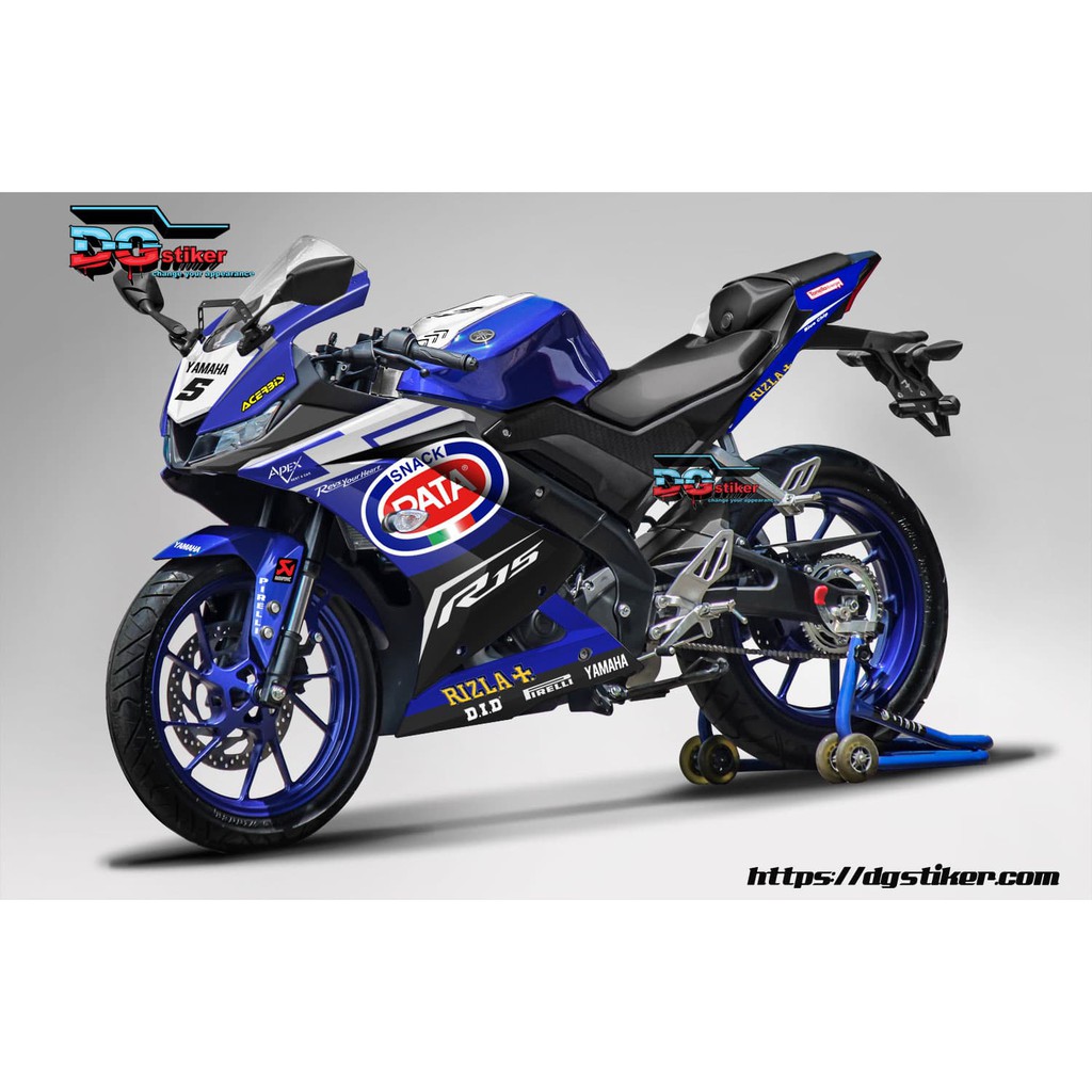 Modifikasi Full Body Striping Yamaha R15 V3 Livery Wsbk Team Shopee Indonesia