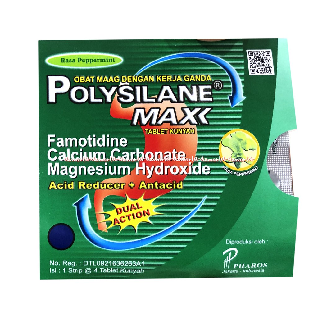 Polysilane Maxx 4tablet Obat Maag Tablet Kunyah Acid Reducer Polisilain Poly Silane