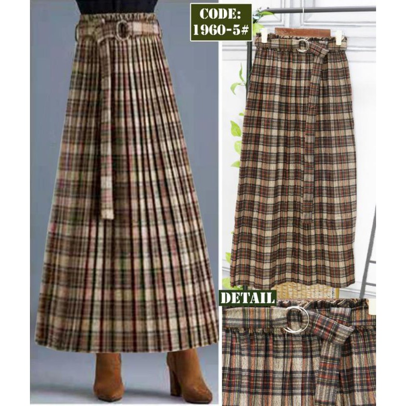 (Bisa COD) Rok plisket panjang import | Rok tartan import | Rok diamond import | Rok wajik import