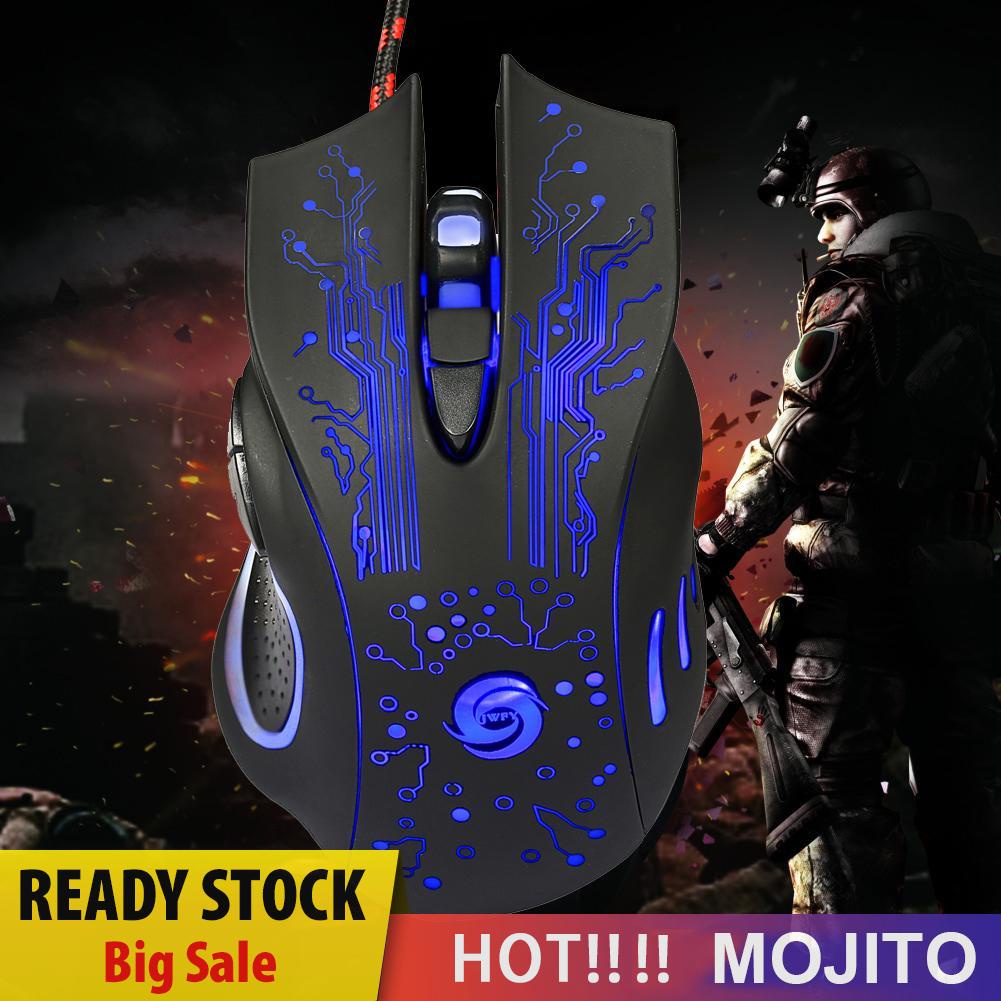 MOJITO 3200DPI LED Optical 6D USB Wired Gaming Game Mouse Pro Gamer Mice For PC