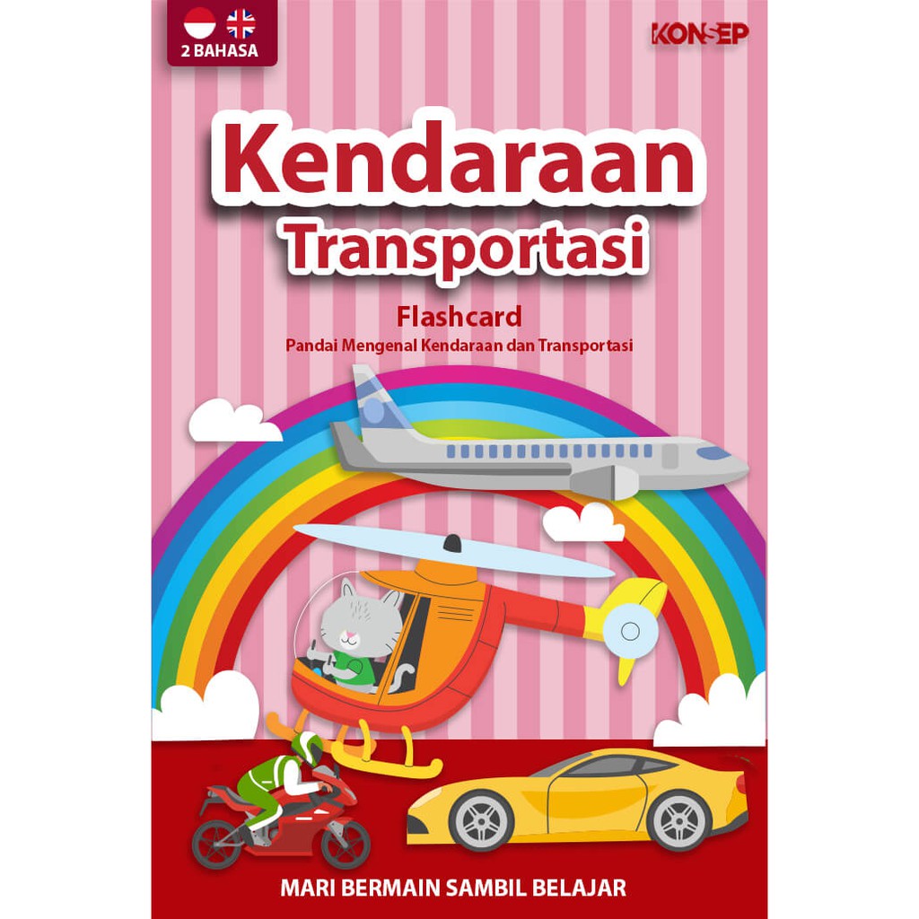 Flash Card Kendaraan - Kartu Belajar Anak Bergambar - Konsep Studio Original