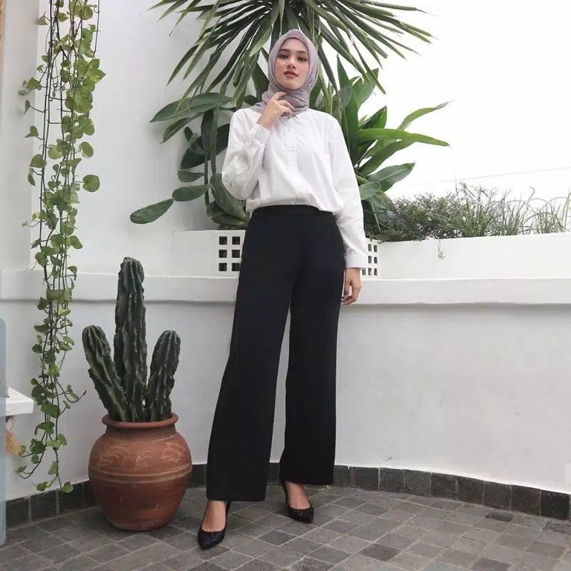 Leony Kulot Scuba Basic Bawahan Outfit Muslim Wanita Premium