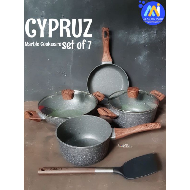 Jual Cypruz Marble Cookware Set Of Pcs Shopee Indonesia