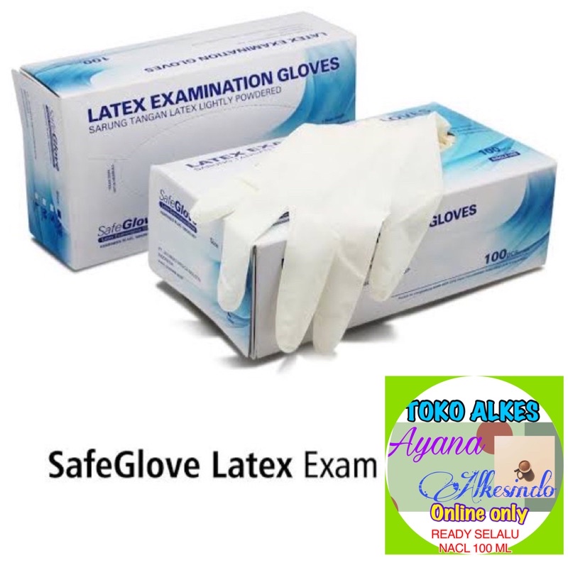 HANDSCOON SARUNG TANGAN LATEX | SAFEGLOVE SARUNG TANGAN POWDER PERBOX