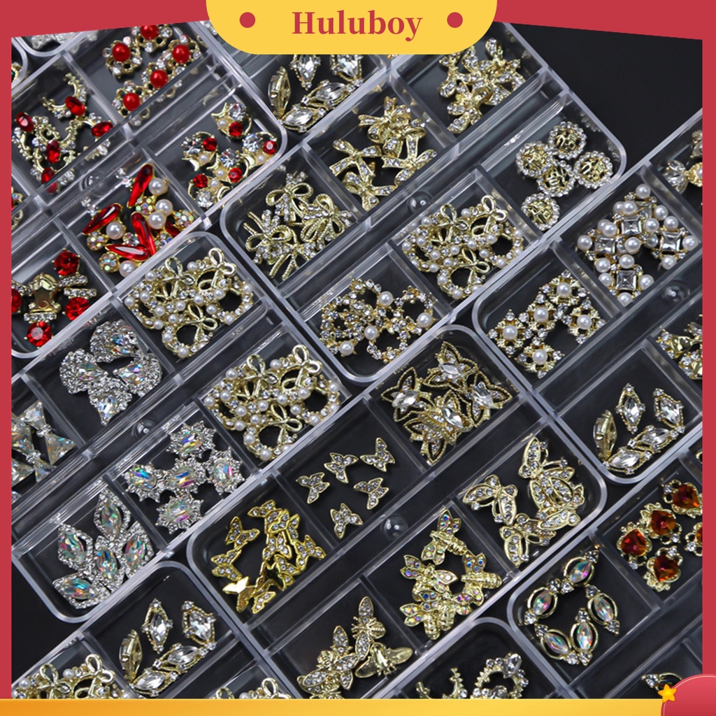 Huluboy Huluboy♡ Aksesoris Perhiasan Berlian Imitasi Bentuk Kupu-Kupu Bintang Bahan Alloy Untuk Dekorasi Manicure Nail Art