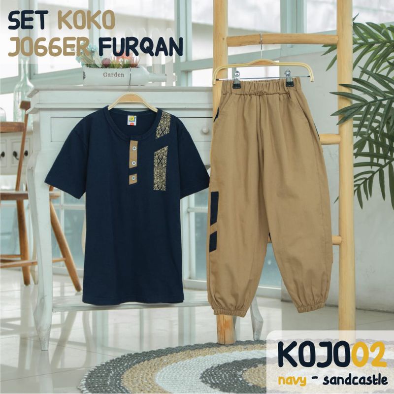 Setelan Baju Koko Celana Jogger Furqon KOJO Hoofla Kids Anak Laki