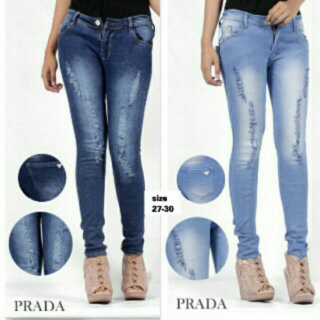 Celana Jeans Prada Sobek Wanita Murah