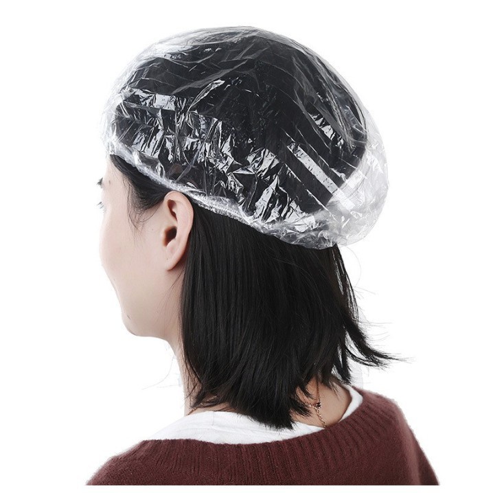 (FO) plastik pelindung makan //penutup kepala mandi //shower cap hotel