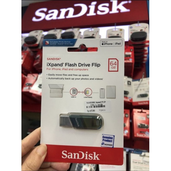 sandisk IXpand Flip Flash Drive 32gb 64gb 128gb for iphone Ipad computer Lighting