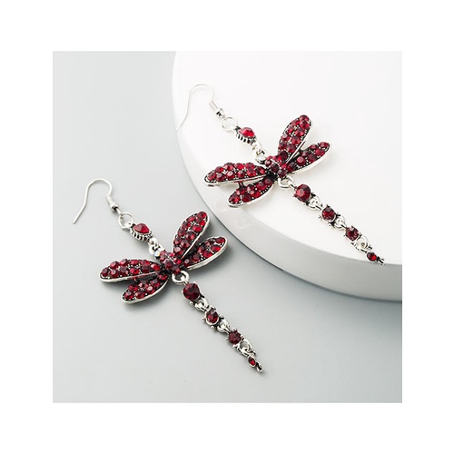 LRC Anting Gantung Fashion Diamond Dragonfly Long Earrings K01290