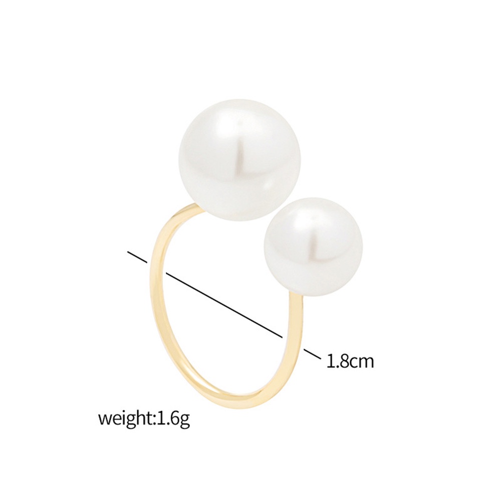 Cincin Model Terbuka Bentuk U Hias Mutiara Imitasi Warna Gold / Silver Adjustable Untuk Wanita