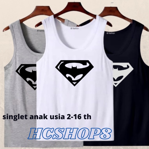 Singlet Anak Ideal batman vs Superman Usia 2-16th Unisex Cowok Cewek Kaos Oblong Anak Pakaian Anak Laki Laki Perempuan