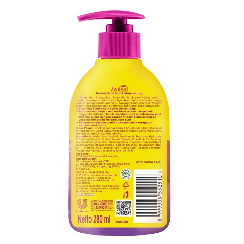 Zwitsal Kids Bubble Bath 280ml - Zwitsal Sabun Mandi Anak Pump 280ml - Clean &amp; Fresh