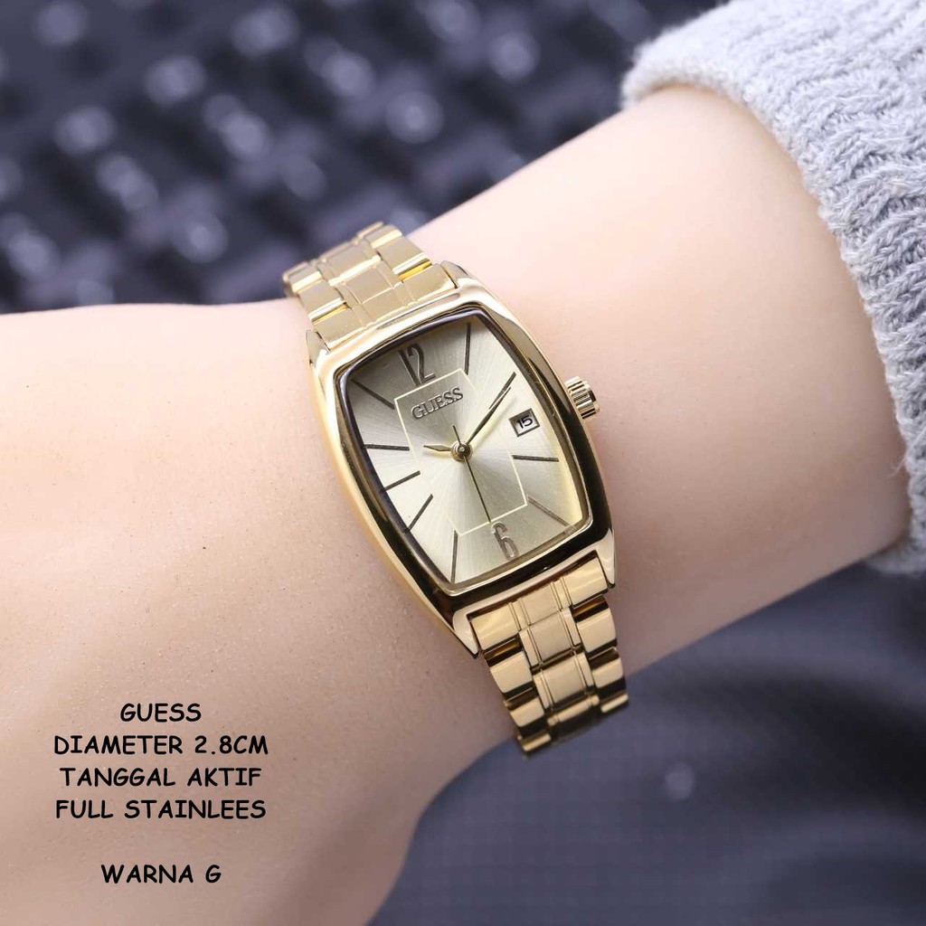 ( BISA COD ) Jam Tangan Wanita/Cewek Guess Capsul Full Stainless Tanggal Aktif