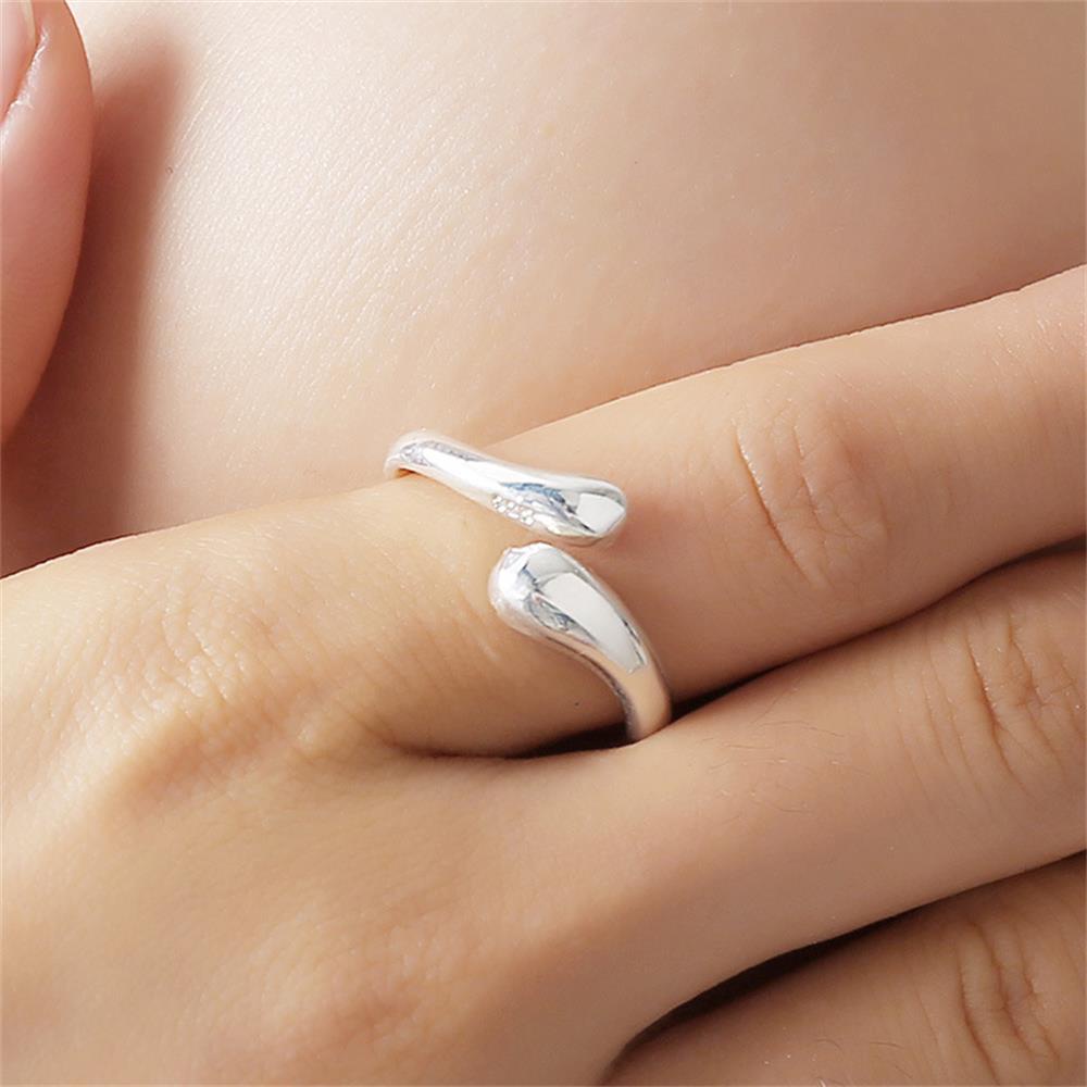 Preva Tear Drop Ring Cincin Baru Pesta Pernikahan Adjustable Perak