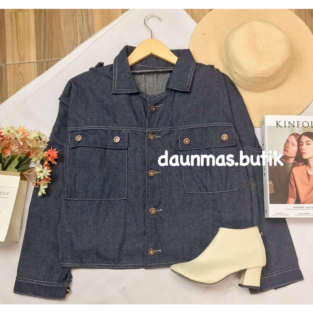 1KG MUAT 3PCS | EXO JACKET DENIM JEANSWASH TEBAL JAKET KANTONG HITS OOTD SELEBGRAM TERBEST SELLER TERKINI-EXO DENIM