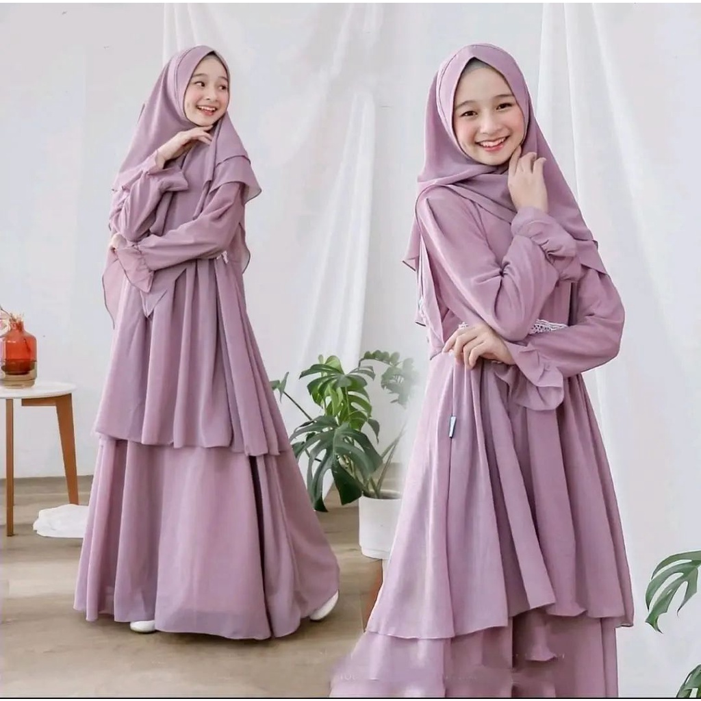 ARYANA SYARI KIDS BL MANGOCRAPE MIX RENDA LD 100 CM PB 122 CM DAPAT GAMIS ANAK + HIJAB USIA BAJU  ANAK PEREMPUAN BEST SELLER BAJU KIDS 2022