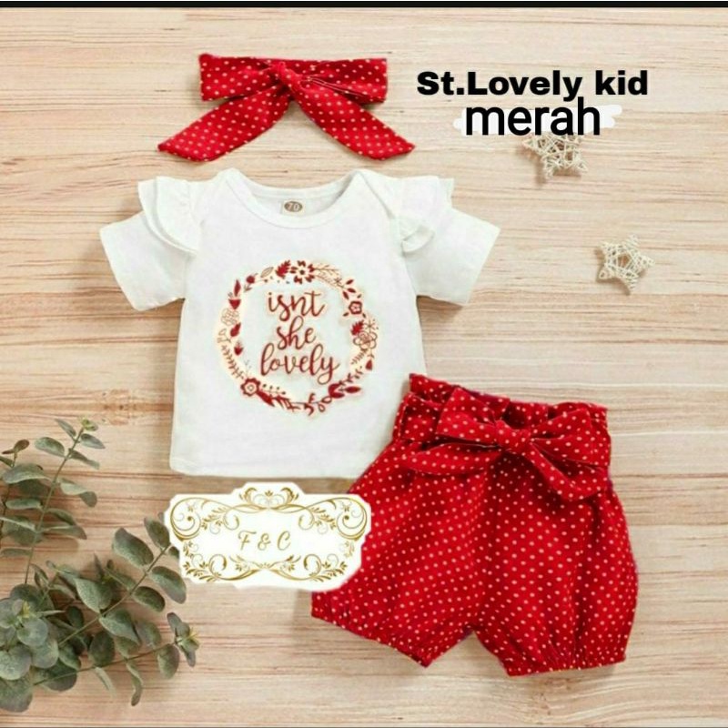 3 UKURAN S M L PAKAIAN ANAK PEREMPUAN SETELAN SET LOVELY KID PENDEK BABYTERRY FEHM