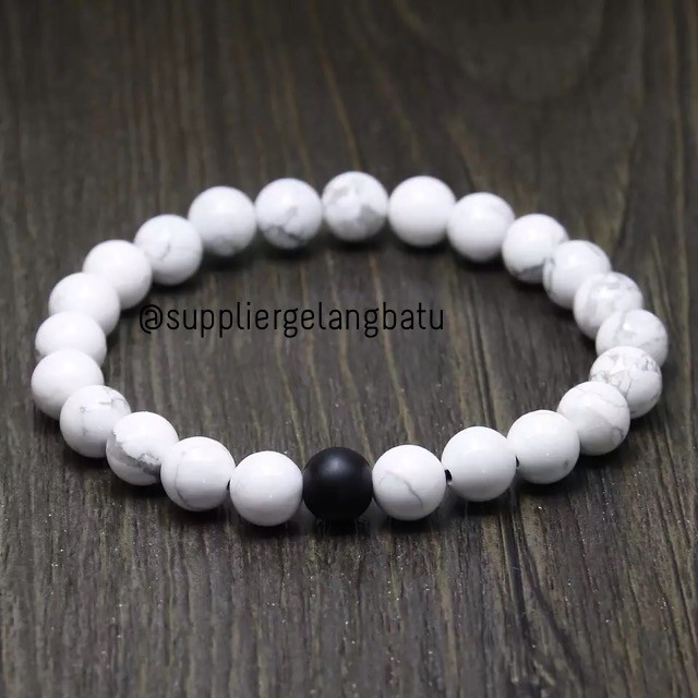 gelang batu couple sepasang distance bracelet hitam putih kado spesial