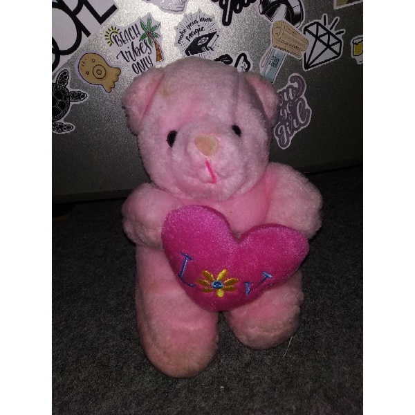 Boneka bear love pink preloved