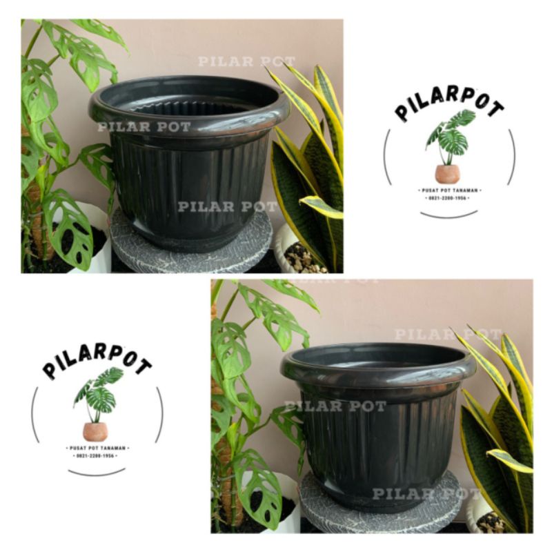 pot bunga tanaman plastik hitam GL Flamboyan 35 kuping - GL FLAMBOYAN 35 HITAM