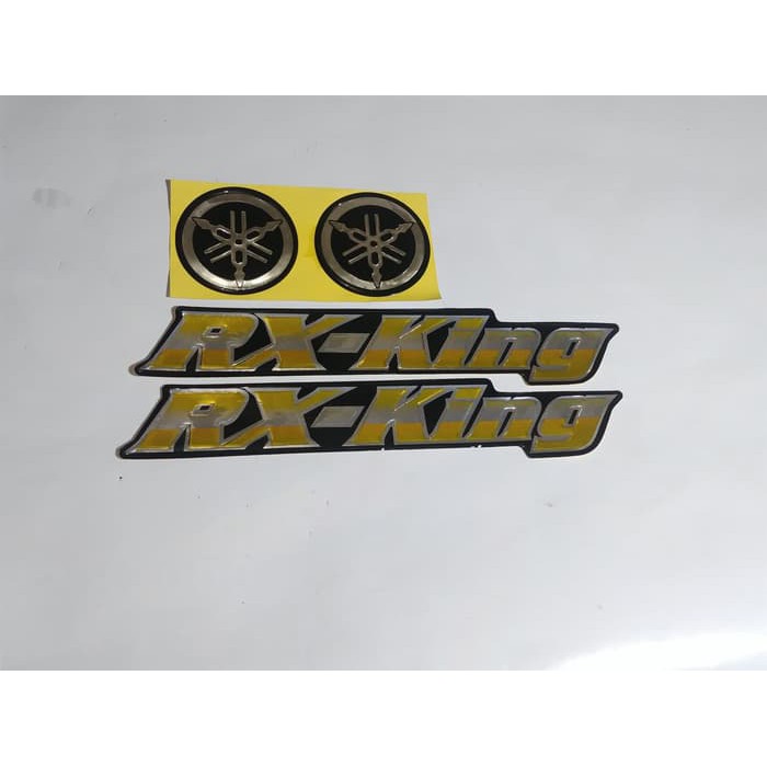 Stiker Emblem Rxking Gold Dan Logo Yamaha